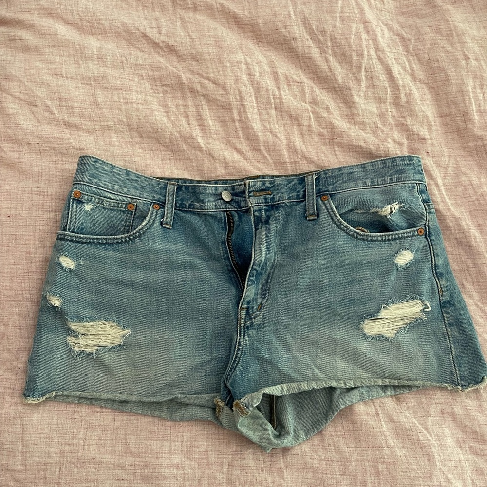 Madewell Blue Jean Shorts Distressed Cut-Off Style